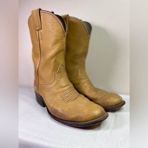 Mens Olathe 16” Tall Brown Cowboy Boots 8.5 10-88912 Light Brown Made In USA - Picture 1 of 11